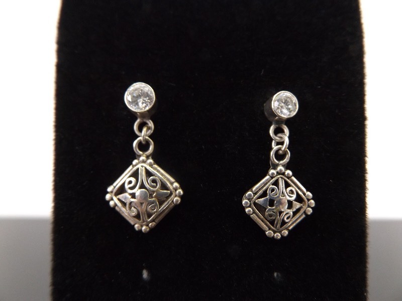 lot 89 image: .925 Sterling Silver Crystal Accented Dangle Earrings