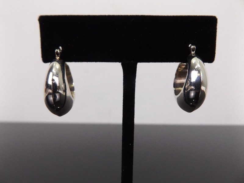 lot 98 image: .925 Sterling Silver Moon Hoop Earrings