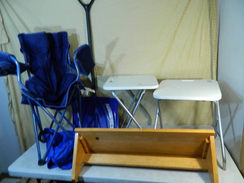 lot 92 image: Ikea Folding Tables, Bag Chair, and More