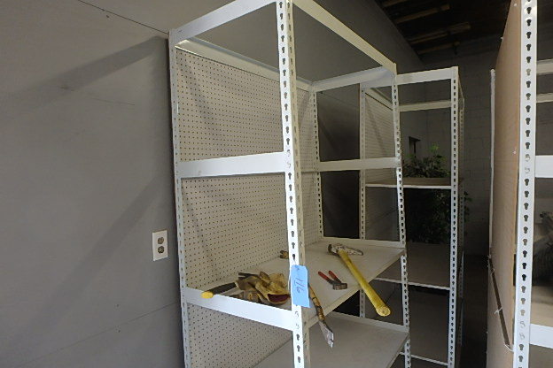 lot 116 image: Two Sections White Medium Duty Racking