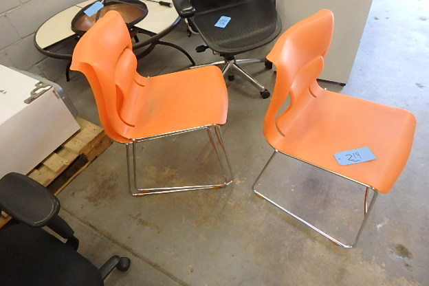 lot 214 image: (3) Orange Chairs