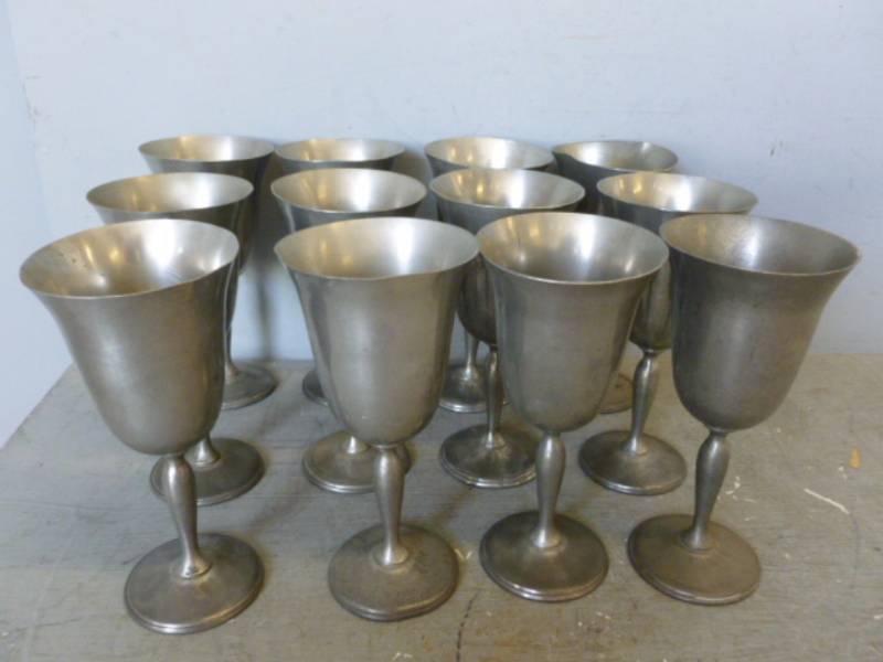 Vintage Pewter Wine Glasses