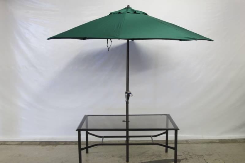 lot U6 image: Sunline Traditional 9 ft. Tiltable Hunter Green Market Umbrella - No BASETABLE INCLUDED