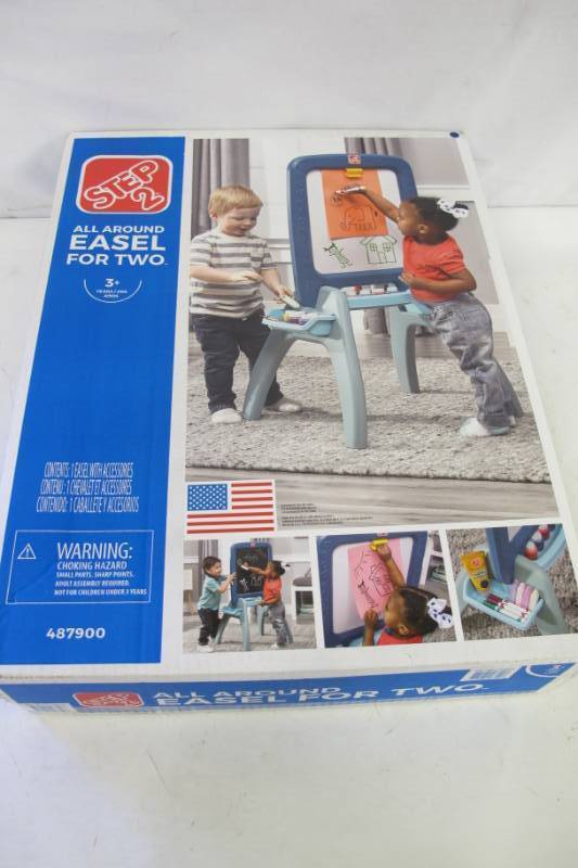 lot 23 image: Step 2 All Around Easel For Two - Kids Art Easel - 2 sided - Chalkboard  White Board