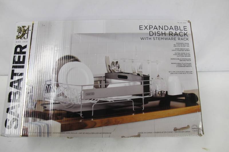 lot 46 image: Sabatier Expandable Dish Rack With Stemware Rack Rust-Resistant - NEW