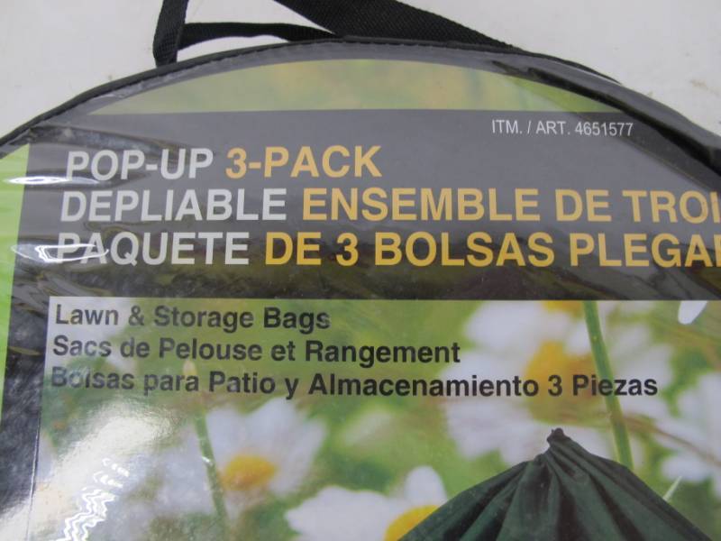 lot 217 image: Stylecraft Collapsible Pop-Up Lawn and Storage Bags (3 pack)