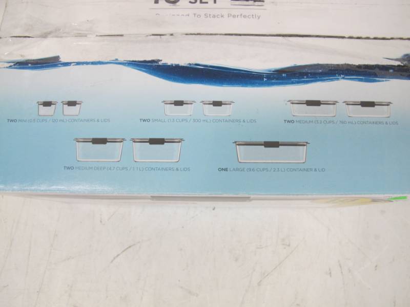 lot 214 image: Rubbermaid Brilliance Food Storage Container Set, 18-piece, Clear