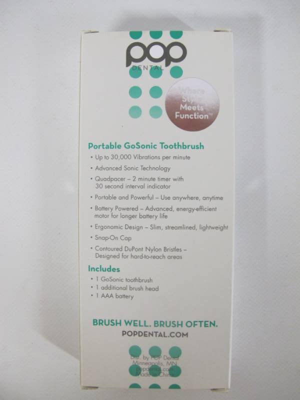 lot 59 image: Pop Dental GO Sonic Electric Rechargeable Toothbrush - Baby Blue Dots