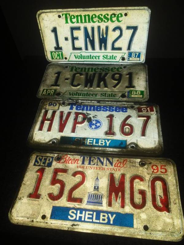 lot 11 image: 4 Tennessee license plates, 2 Shelby.