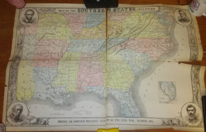 lot 39 image: Civil War map. December 1863. Harpers Pictorial 32 x 22