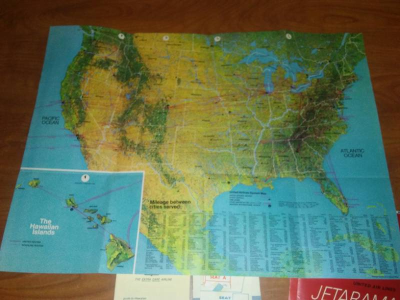 lot 42 image: United Airline brochures, map - 1963.