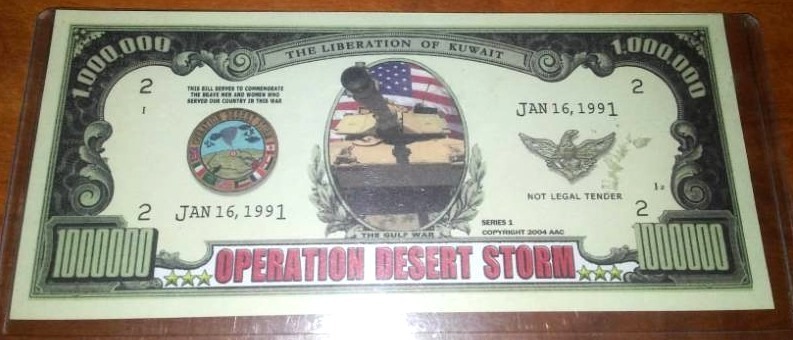 lot 49 image: Miscellaneous collectible, 1,000,000 Desert Storm bill.