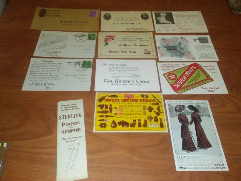 lot 53 image: 12 advertising postcards, 1910 oldest.
