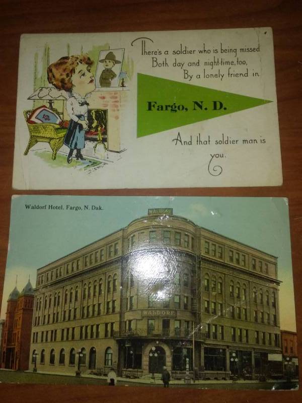 lot 67 image: 8 cards Fargo, Moorhead North Dakota 1909 Grafton Mott. Bernard Ostrom.