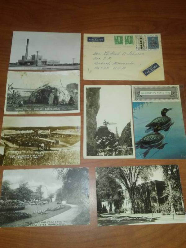 lot 68 image: 8 Minnesota post card and envelopes - Hutchinson, Roseau, Plaza Hotel, Detroit Lakes. 1860 -