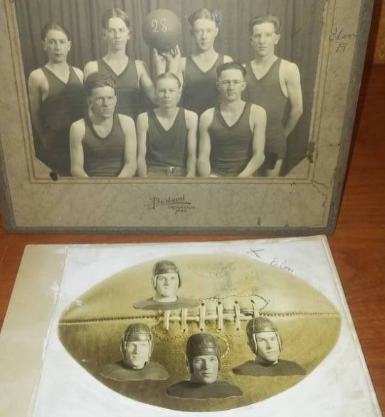 lot 78 image: 2 photographs ELON basketball and football teams. Benson of Crookston Minnesota 1928.
