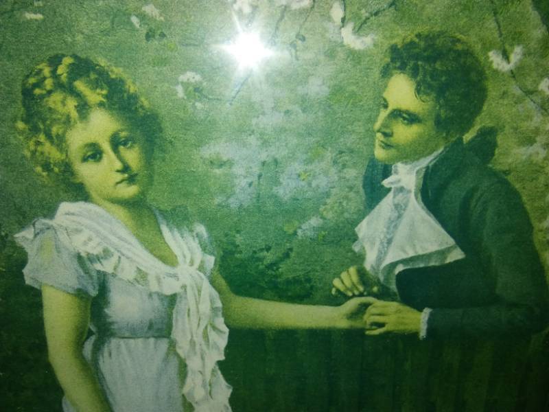 lot 91 image: Antique painting, 18th century courtship doves.
