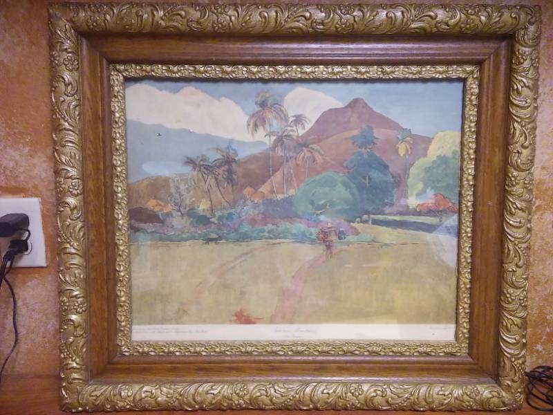 lot 94 image: Tahitian mountains by Paul Gauguin