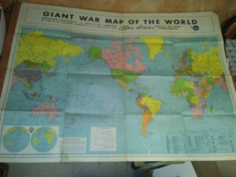 lot 105 image: War map of the world , Skelly, Alex Dreier, H. M. Gousha Germany WWII War Map.