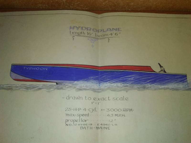 lot 137 image: Hydroplane drawing by A. J. Forsythe. Great retro art.