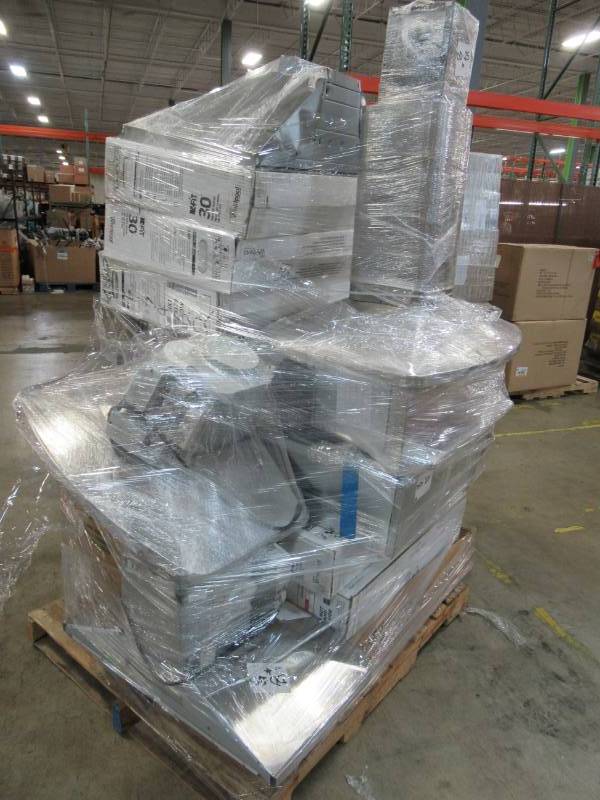 lot 100 image: WHOLESALE MIXED PALLET OF RETURNS - INTERNAL CIRCULATION AND EXTERNAL VENTED RANGE HOODS
