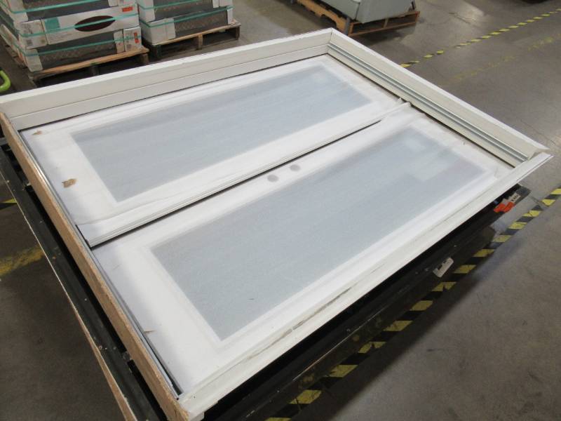 lot 160 image: Steves & Sons 60 in. x 80 in. Retrofit Right-Hand Inswing Primed White Steel Patio Door, STPOL_PR_60_41RH
