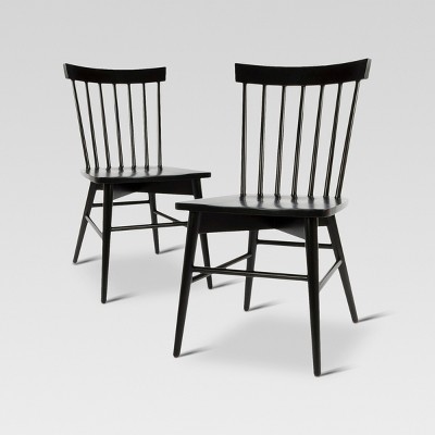 lot 46 image: Windsor Spindle Back Dining Chairs - Black (Set of 2), 249-02-0166