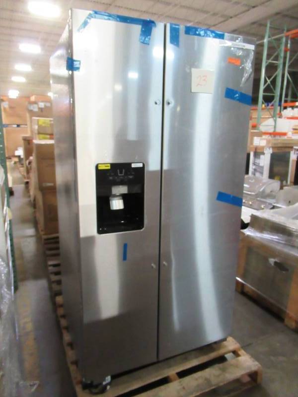 lot 23 image: Whirlpool 24.5-cu ft Side-by-Side Refrigerator with Ice Maker (Fingerprint Resistant Stainless Steel) WRS555SIHZ - New out of box
