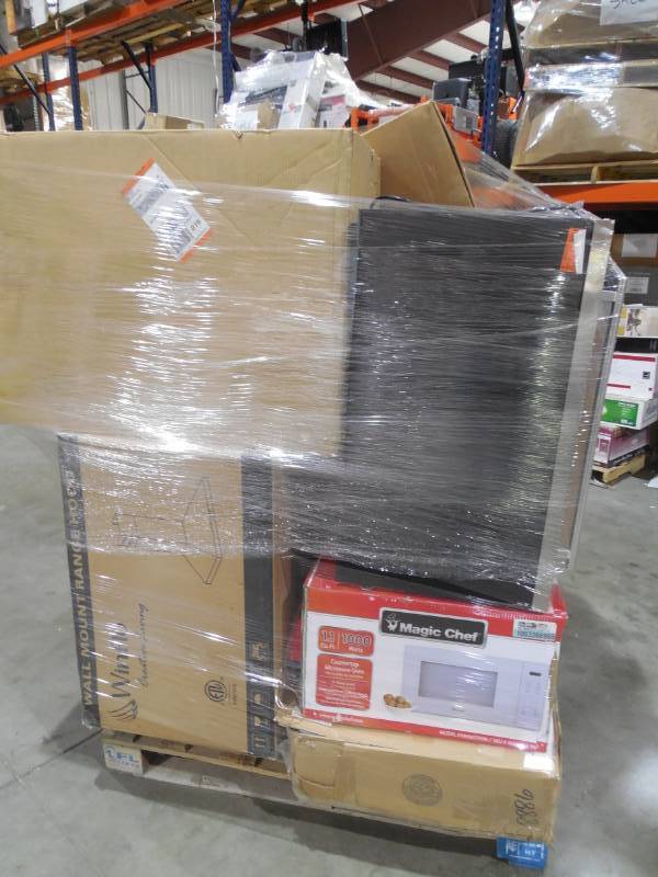 PALLET LOT OF GENERAL MERCHANDISE , SINKS, RANGE HOOD