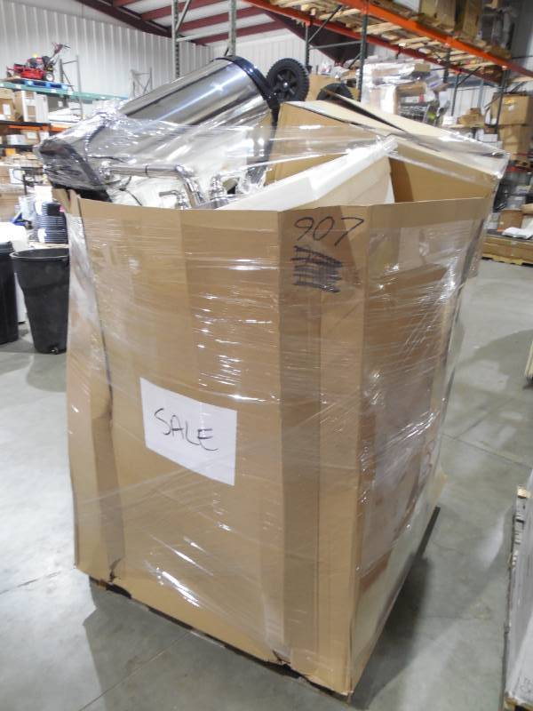 PALLET LOT OF GENERAL MERCHANDISE , HARDWARE, GRILLS , SINK