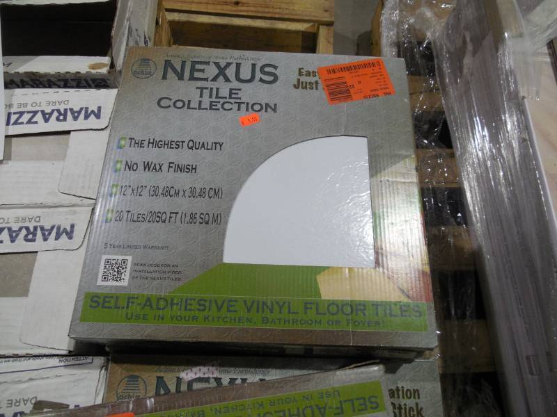 lot 8 image: Achim Nexus White & Black 12x12 Self Adhesive Vinyl Floor Tile - 620 s.f