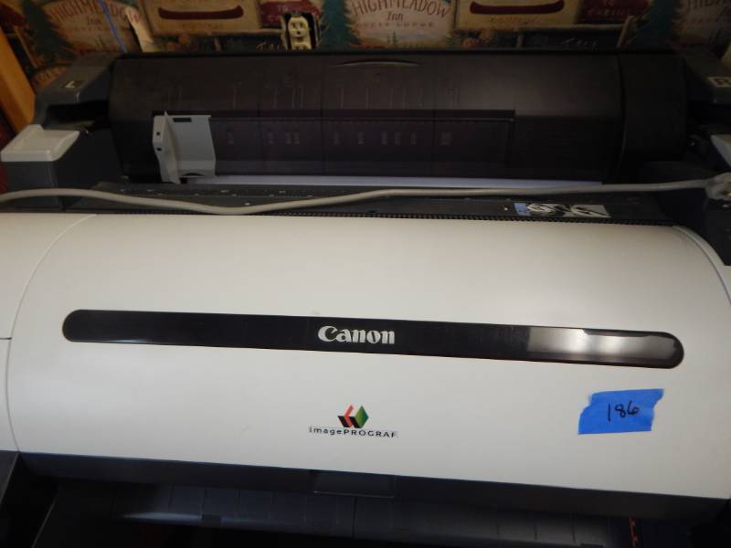 lot 186 image: Canon 24 Large Format printer with stand and lots of extras INSPECTION HIGHLY RECOMMENDED REQUIRES SPECIAL HANDLING