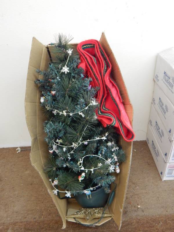 lot 208 image: Table Top Christmas Tree with skirt and decorations