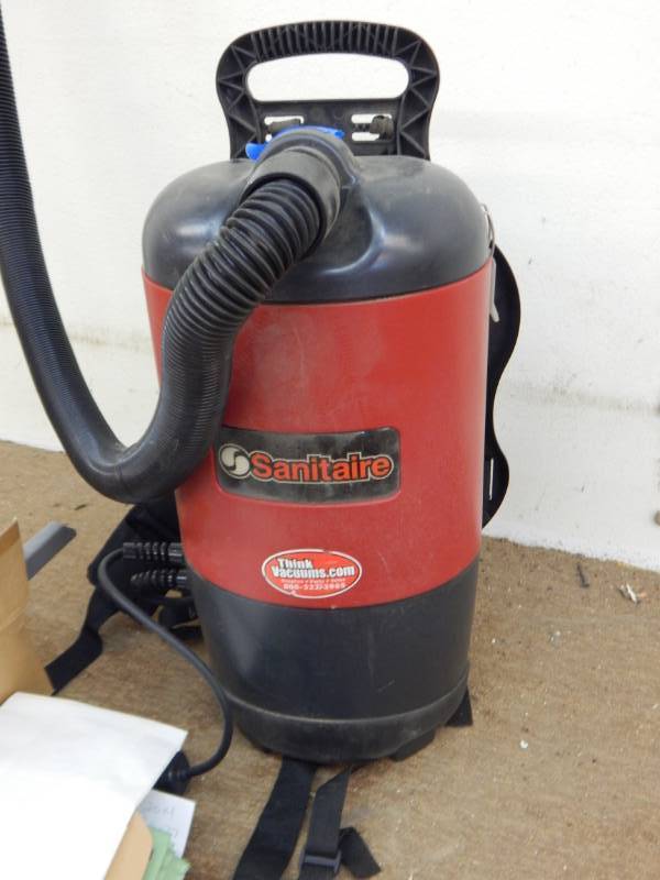 lot 211 image: Sanitaire Back Pack Vacuum Cleaner with attachments