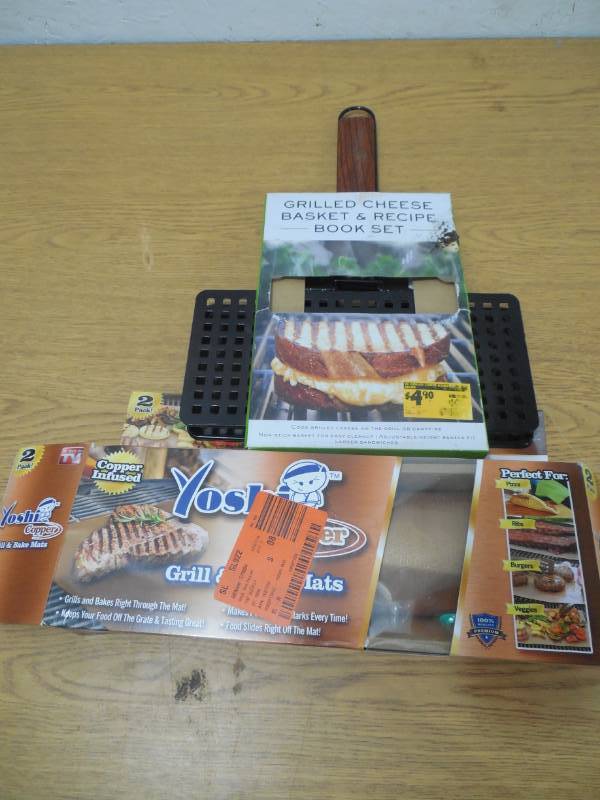 Grilled Cheese Basket Set & 2 Copper Grilling Sheets