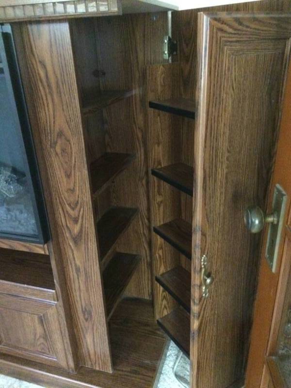 lot 2 image: Entertainment Stand with Electric Fireplace Heater Insert