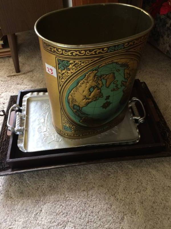 lot 23 image: Metal Trays and Trash Can