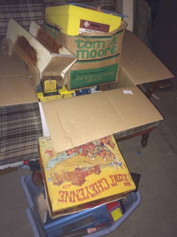 lot 140 image: Box of Toys and Metal Truck