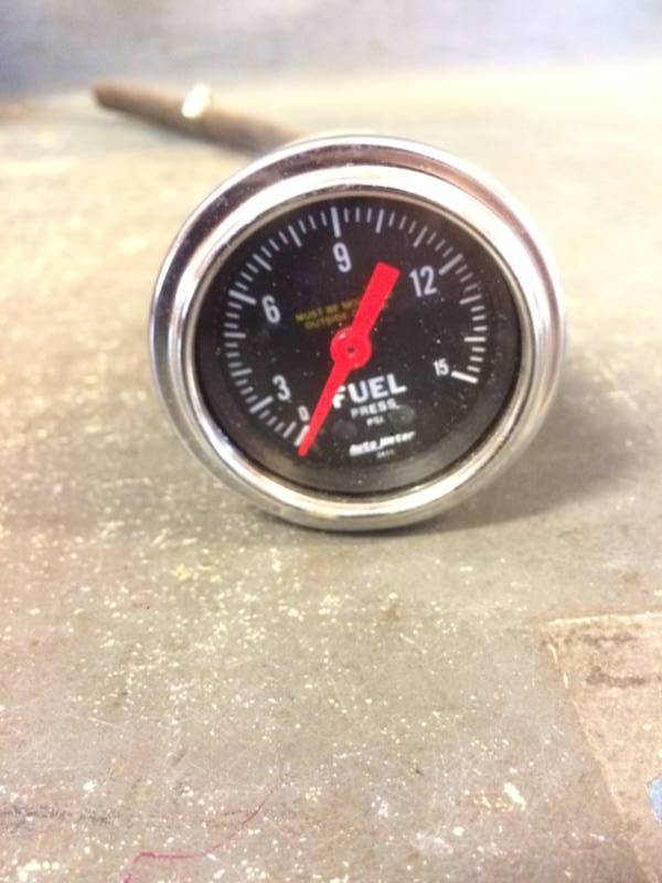 lot 55 image: Auto Meter 2411 Traditional Chrome Fuel Pressure Gauge and Assorted Tubing