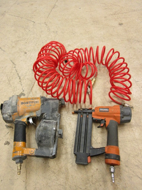 lot 715 image: BOSTITCH NAIL GUN AND RIDGID BRAD NAILER