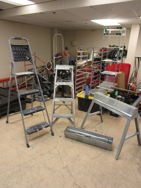 lot 743 image: TWO LADDERS AND TWO SAWHORSES