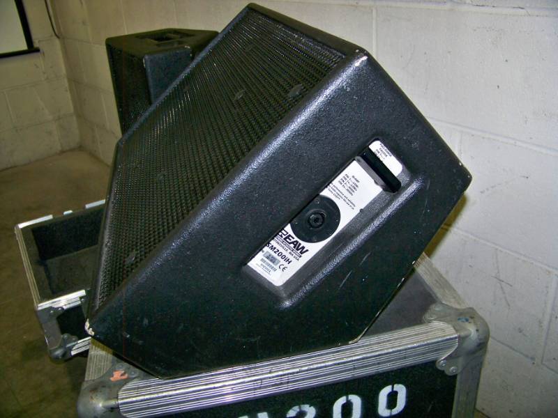 lot 15 image: Pair of Professional Audio EAW SM200iH Wedge Stage Monitor Speakers with Rolling Travel Case