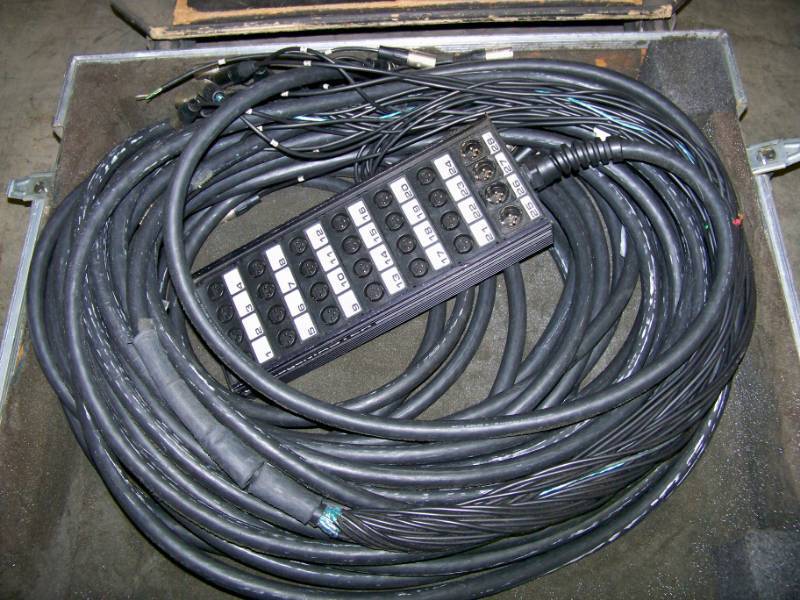 lot 45 image: StageMaster 24-Channel Pro Audio Snake in Hard Sided Travel Shipping Case with Heavy Duty Casters