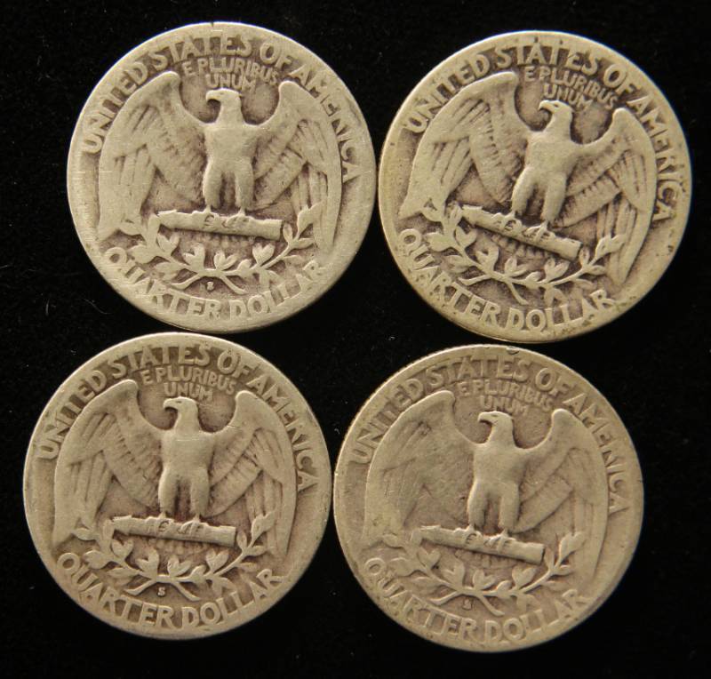 lot 15 image: GROUP OF 4 WASHINGTON QUARTERS 1934 1937-S 1938-S 1942-S