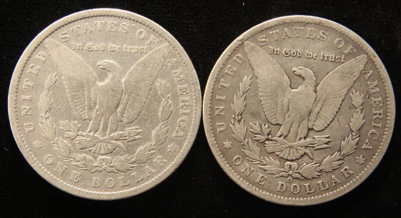 lot 23 image: 2 MORGAN SILVER DOLLARS 1880 1888-O
