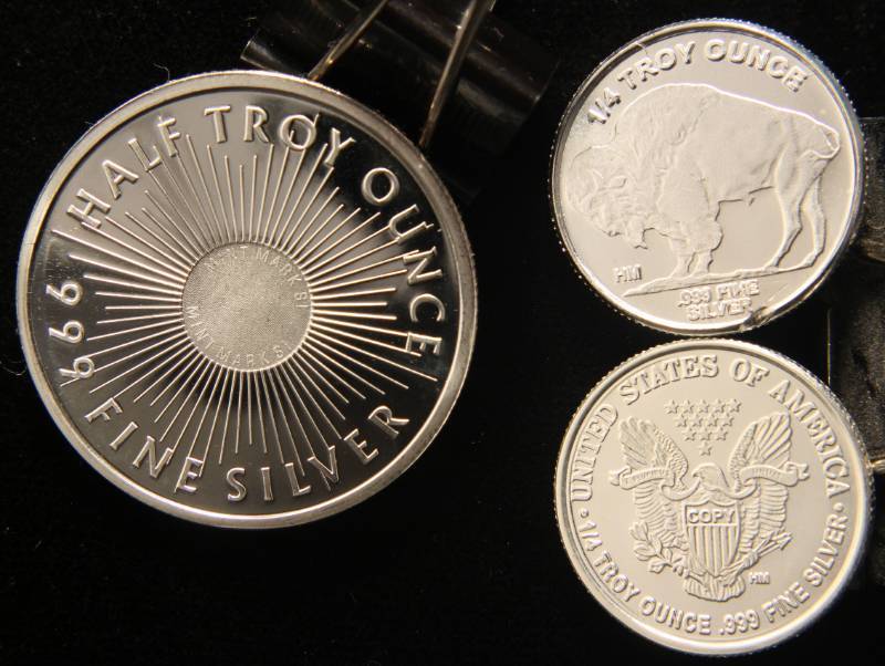 lot 42 image: 1 TROY OZ. .999 FINE SILVER (1 X 12 OZ & 2 X 14 OZ)