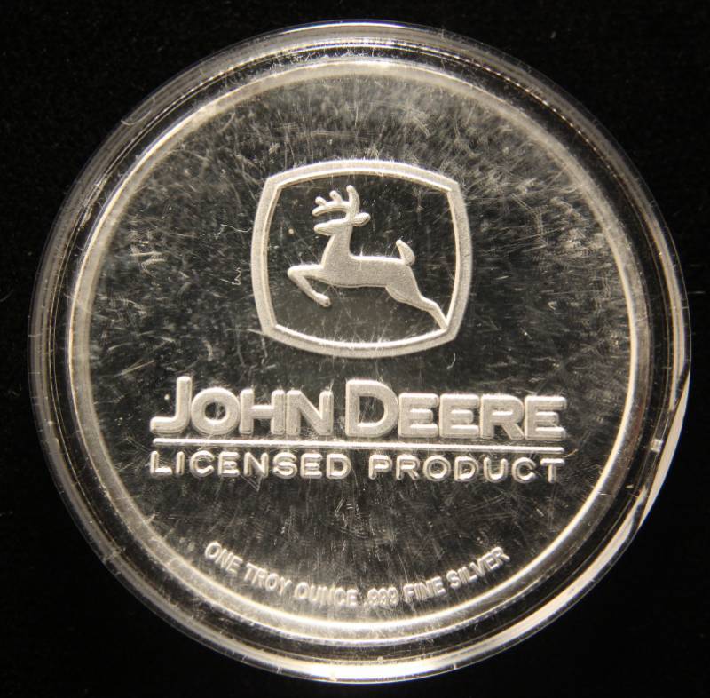 lot 48 image: 1 TROY OZ. .999 FINE SILVER JOHN DEERE 630 TRACTOR IN AIRTITE