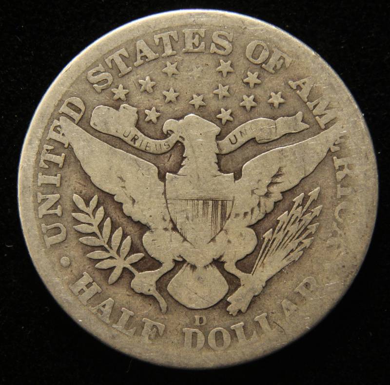 lot 50 image: 1912-D BARBER SILVER HALF DOLLAR
