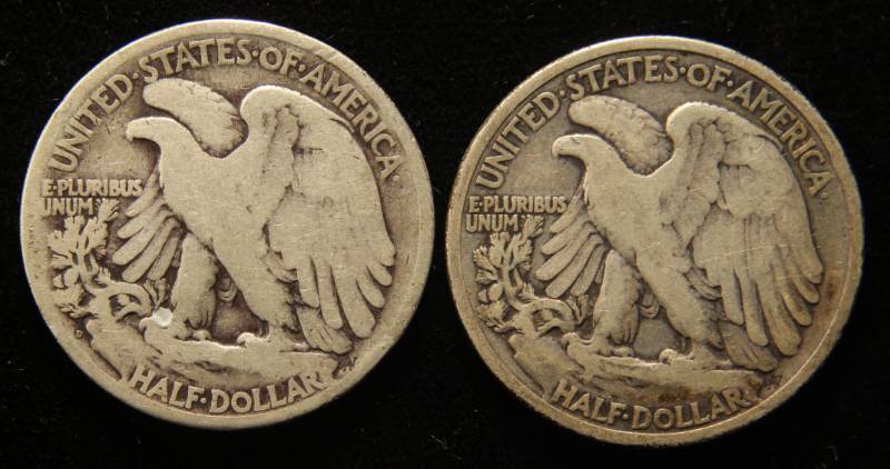 lot 51 image: 2 WALKING LIBERTY HALF DOLLARS 1934 1934-D