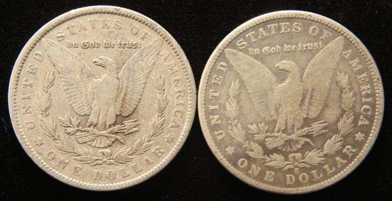 lot 53 image: 2 MORGAN SILVER DOLLARS 1887 1901-S